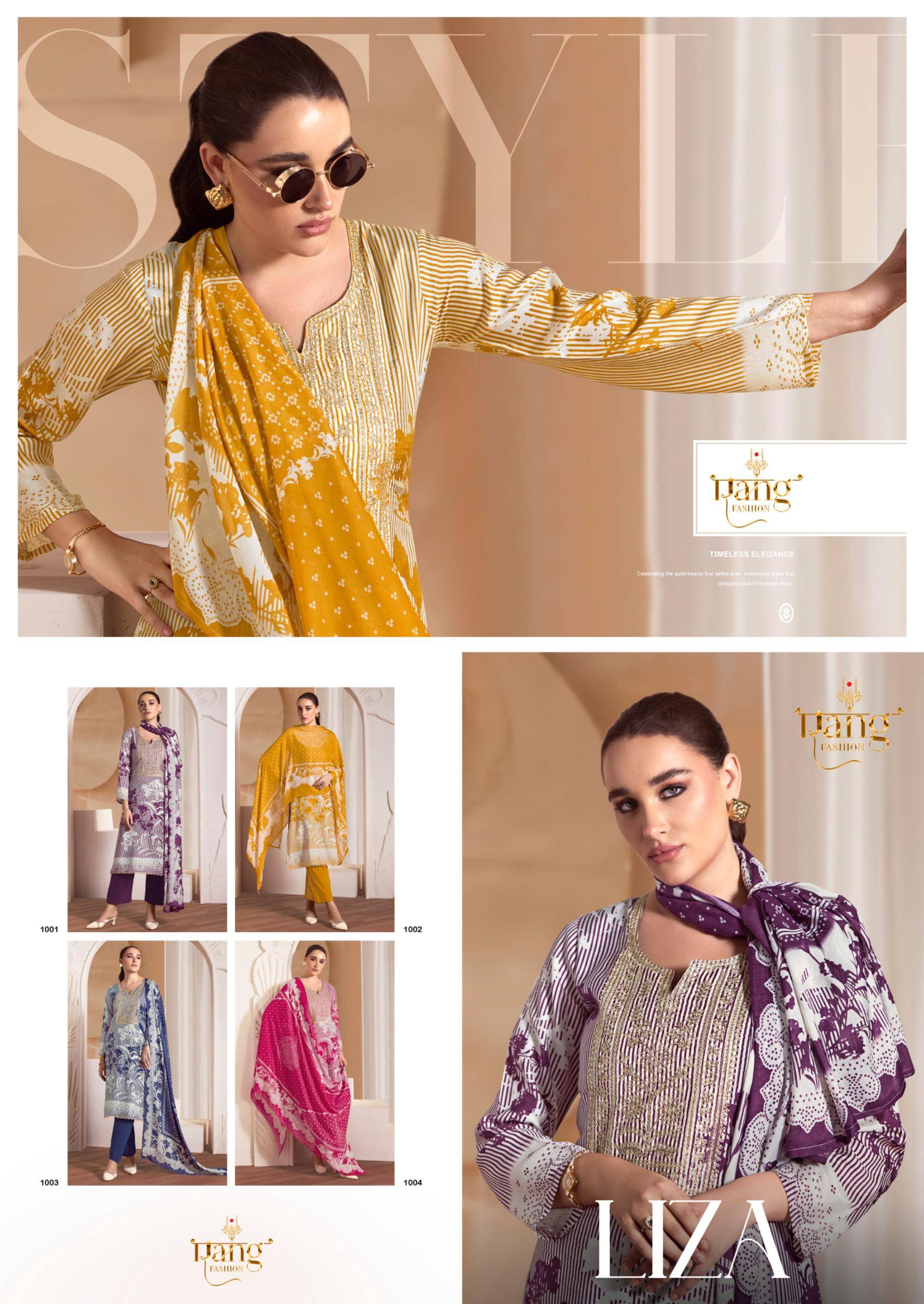 LIZA By RANG FASHION 1001 TO 1004 Beautiful Festive Suits Stylish Colorful Fancy Casual Wear & Ethnic Wear Pure Viscose Dresses At Wholesale Price